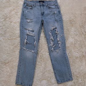 Light blue distressed boyfriend jeans